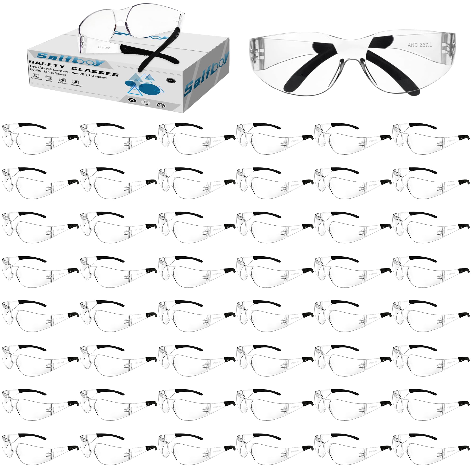 Safety Glasses Ansi Z87.1 Clear Safety Glasses Bulk Impact Resistant Lens Protective Eyewear for Men Women