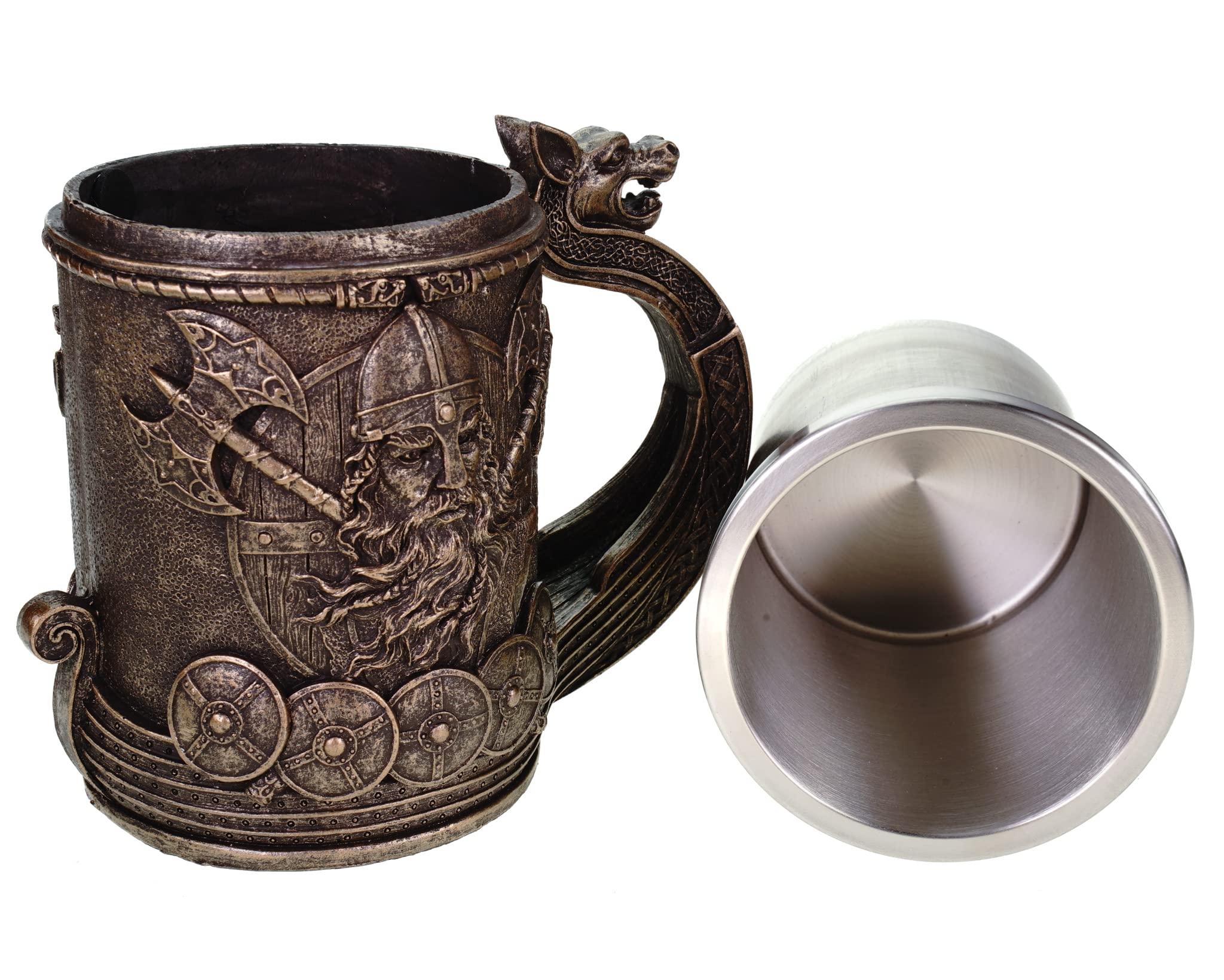 Vogler 816-931 Wikinger Krug Drakar Wikingerschiff mit Metalleinsatz Becher Mehrfarbig