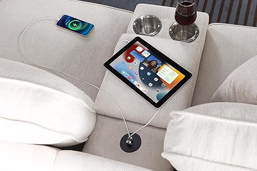 Miniatura 2 de Sofá modular en forma de L de 127 pulgadas con otomana movible y 6 cojines, sofá tapizado de felpilla de 7 asientos con 2 portavasos, puerto USB y