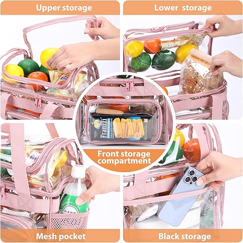 Miniatura 4 de BORMELUN Paquete de 2 loncheras transparentes grandes para oficiales correccionales, loncheras transparentes para adultos de 12 x 12 x 6 pulgadas