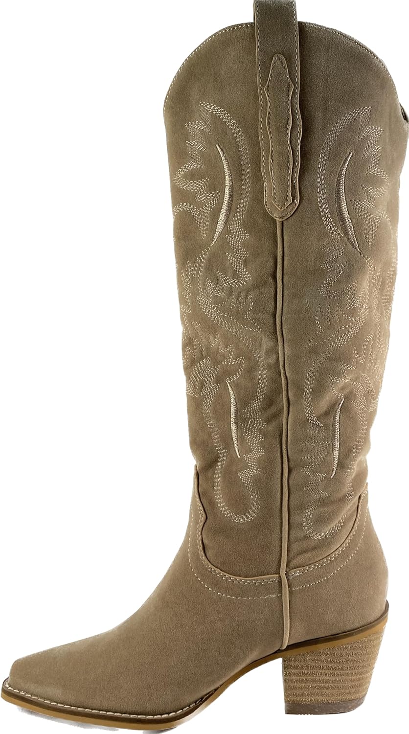 ARIDER GIRL Hanan Women's 15" Knee High Stacked Heel Snipped Toe Western Boots