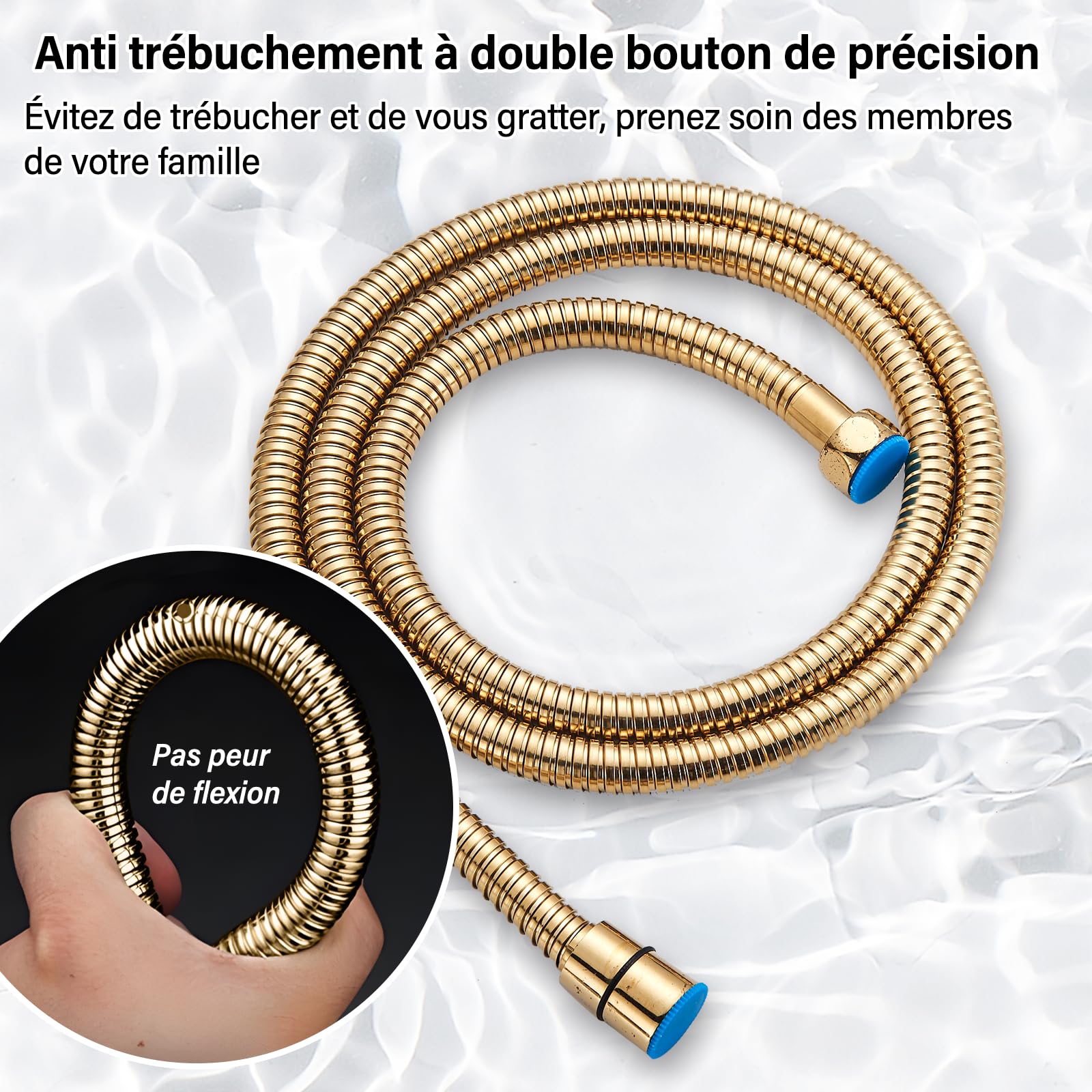 Colonne de Douche avec Mitigeur 3 Modes Ensemble de Douche Réglable en Hauteur Système Murale Douche Encastrable Brossée Doré