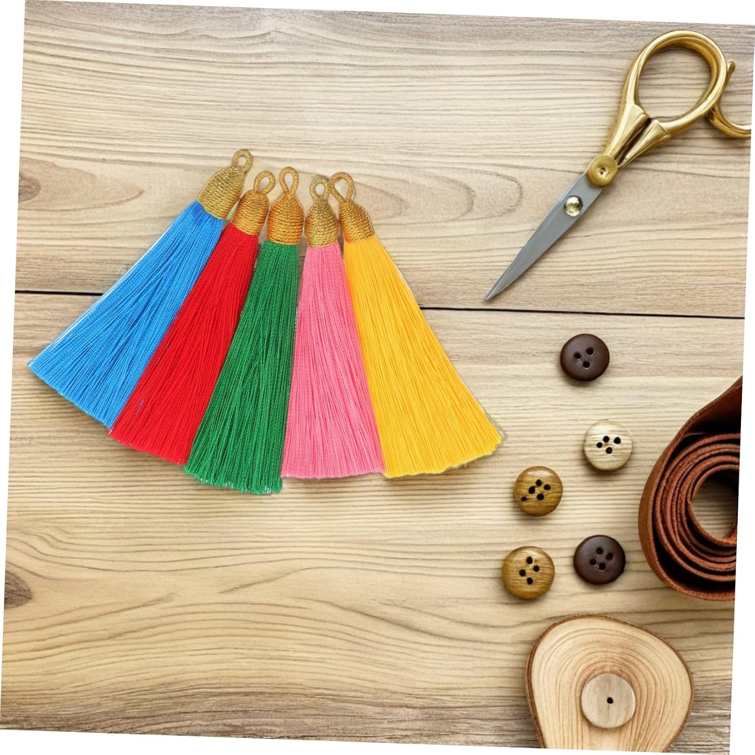 Gadpiparty 20pcs Colorful Polyester Tassels with Gold Thread Spiral Loop, 8cm Mini Craft Tassel Charms for DIY Earrings, Keychains, Bookmarks, and Sewing Embellishments, Set for Arts
