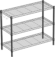 GuanRiver 3-Tier Adjustable Heavy Duty Wire Shelving Unit Rust-Proof Storage Rack for Kitchen Garage Pantry Black 36x14x30