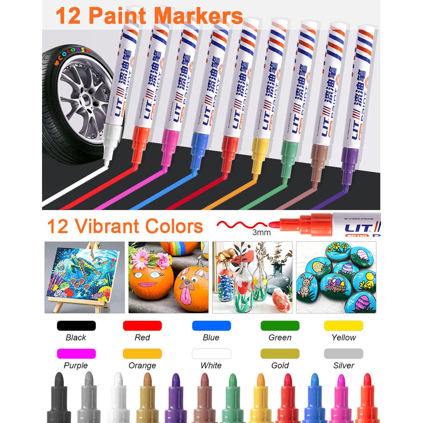 Pintura de neumáticos de larga duración de coche táctil lápiz pintura aceite impermeable a base de neumáticos restauración plástico herramienta