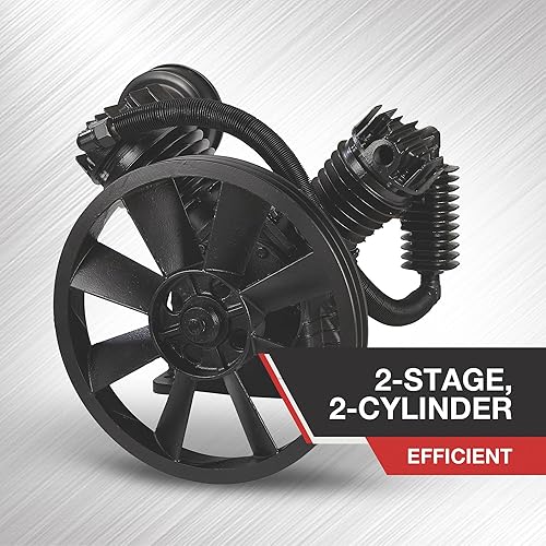 Miniatura 4 de NorthStar Bomba de compresor de aire - 2 etapas, 2 cilindros, 24.4 CFM a 90 PSI, 175 PSI máx