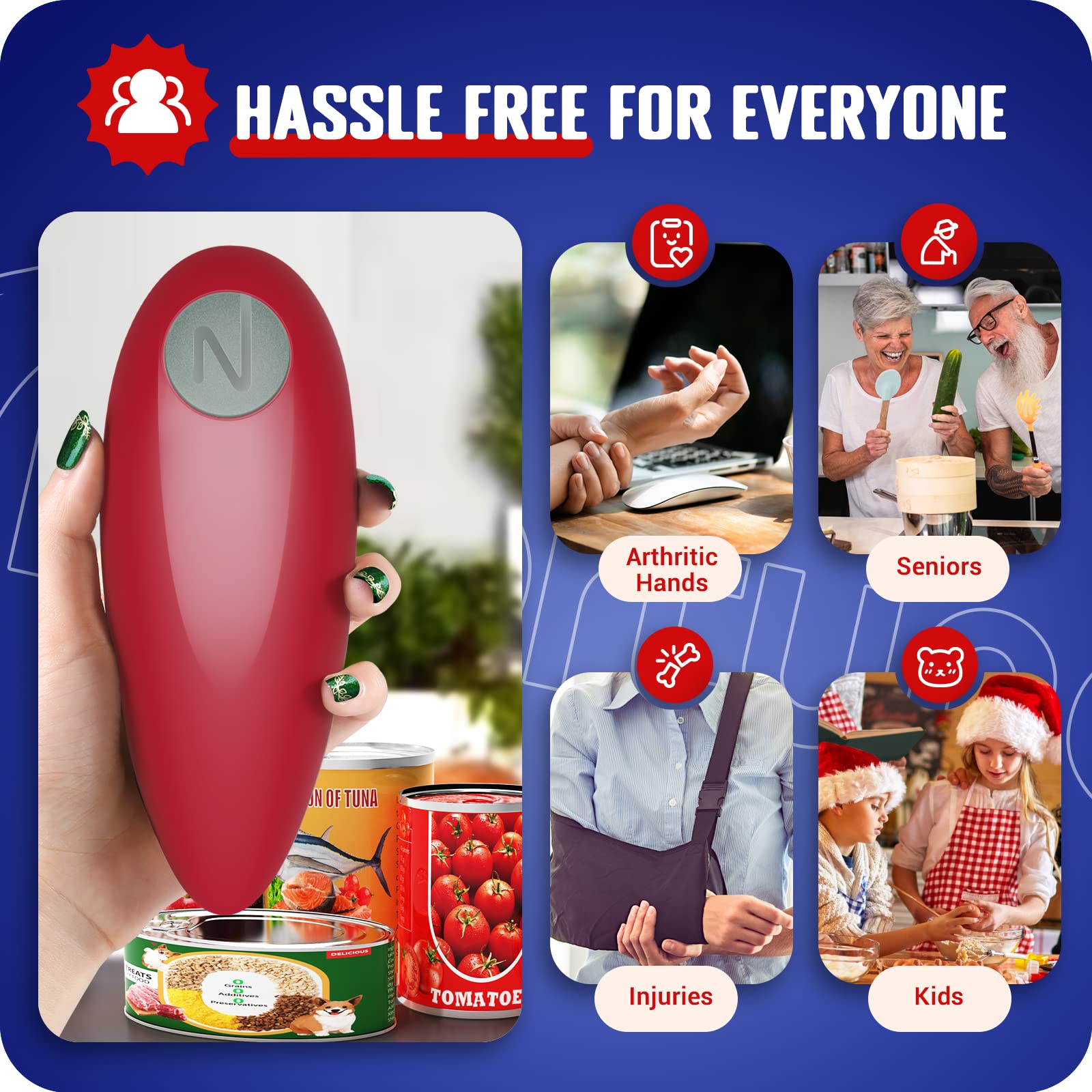 Amazon | 電動缶切り ハンズフリー 缶切り あらゆるサイズの缶を簡単に