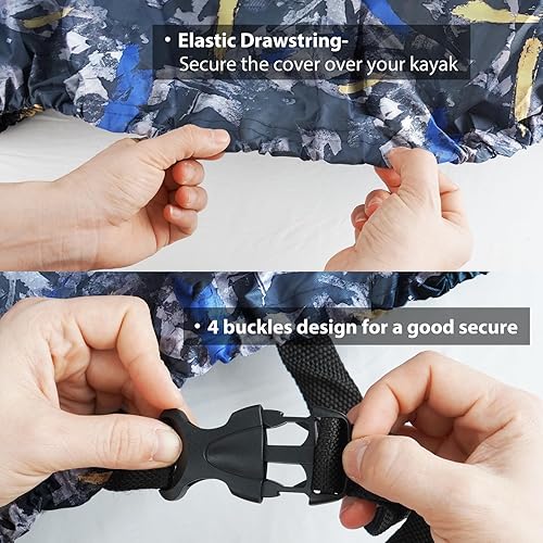 Miniatura 4 de Fundas impermeables para kayak de 10 a 16 pies para almacenamiento al aire libre, accesorios de cubierta de canoa, cubierta de lancha Oxford,