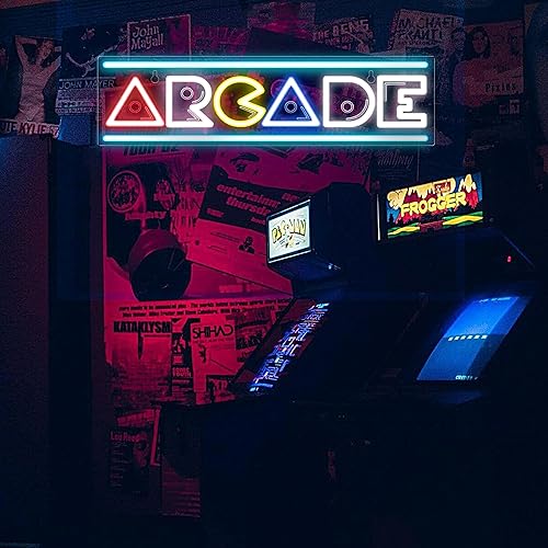 Miniatura 2 de Kavaas Letrero de neón de arcade, letreros de arcade grabados en 3D para decoración de sala de arcade, letrero de neón retro para dormitorio de