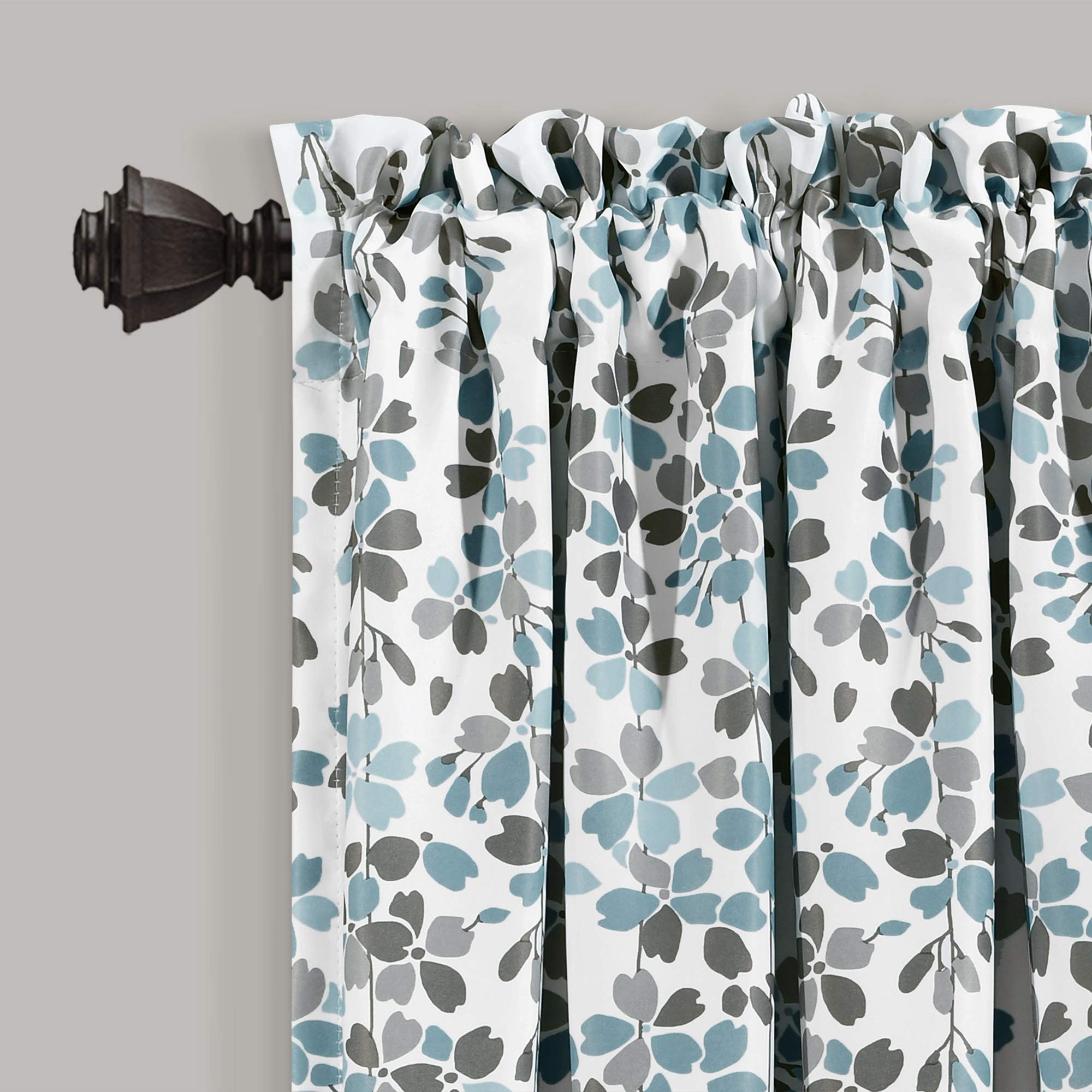 Lush Decor Verdunklungsvorhänge mit weinenden Blumen, für Wohnzimmer, Esszimmer, Schlafzimmer, 132 cm B x 160 cm L, Blau und Grau