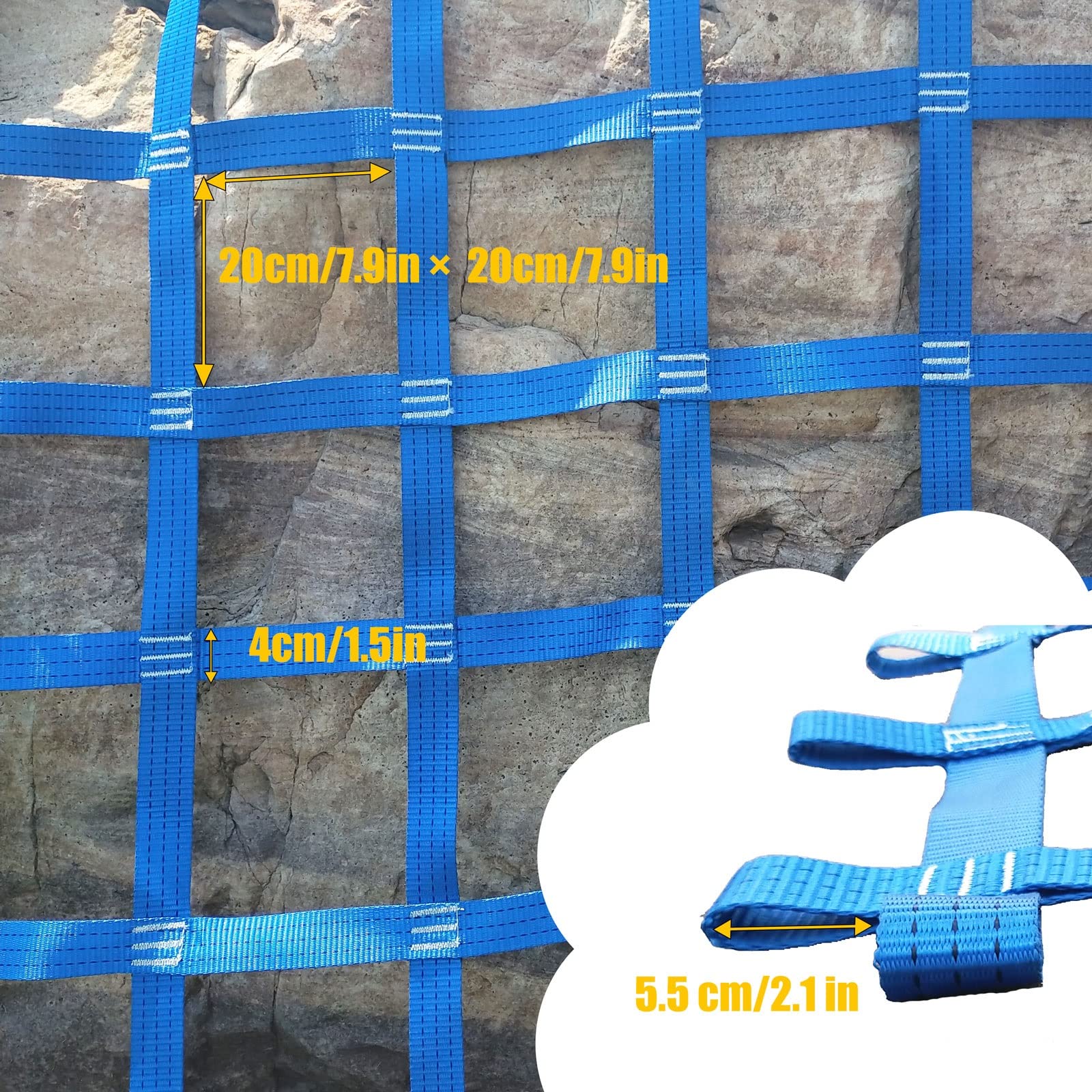 DREAMOSA Climbing Net for Kids Indoor,Cargo Net Climbing Adult,Ninja Line Obstacle Course Swing Set Jungle Gym Playground Safety Nets Netting Climbing Ladder,Polyester Webbing Heavy Duty,Blue