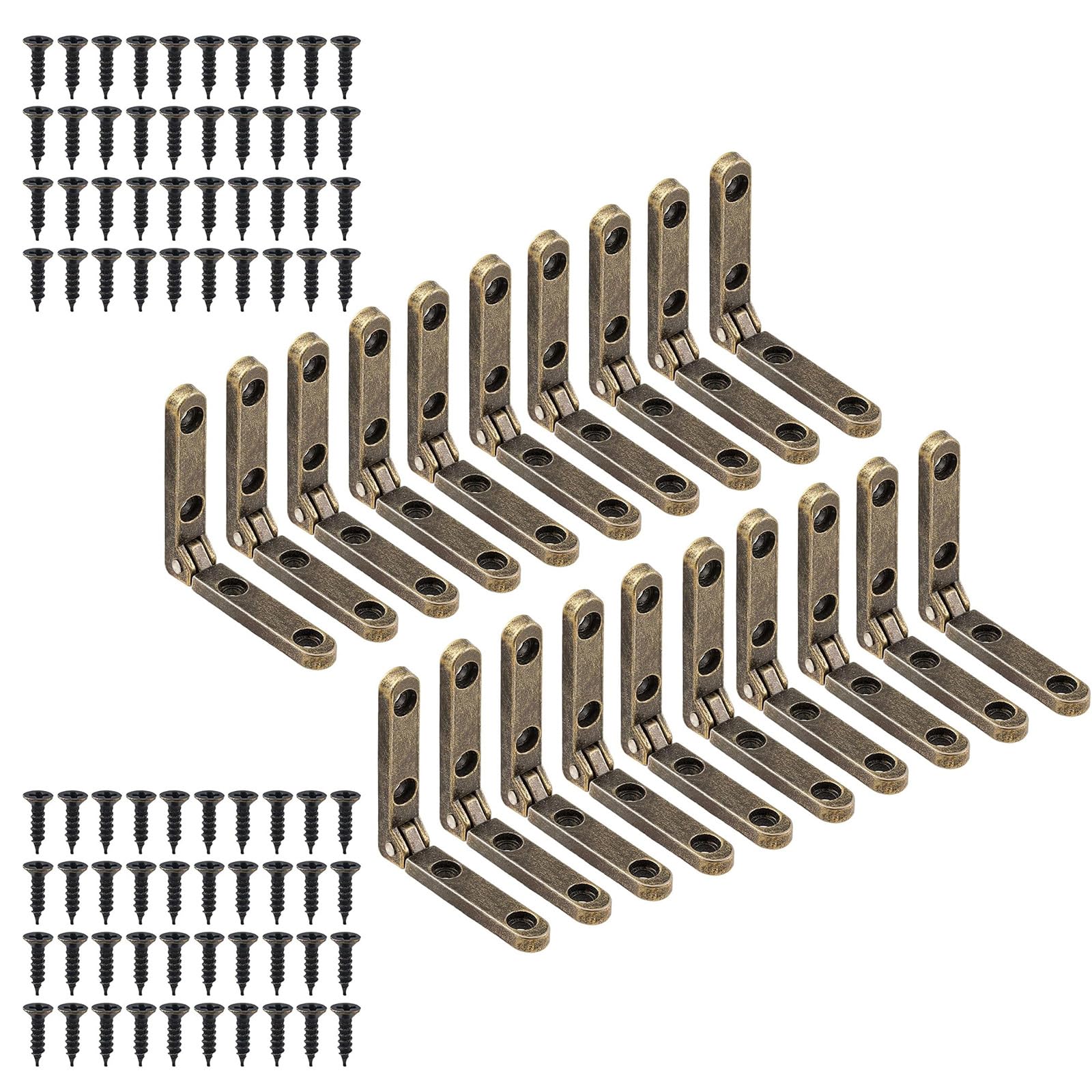 Cazstyk Bronze Of 20 Metal Hinges With Screws Erosion Resistant For Cabinets Drawers Jewelry Boxes & Small Furniture Permanent