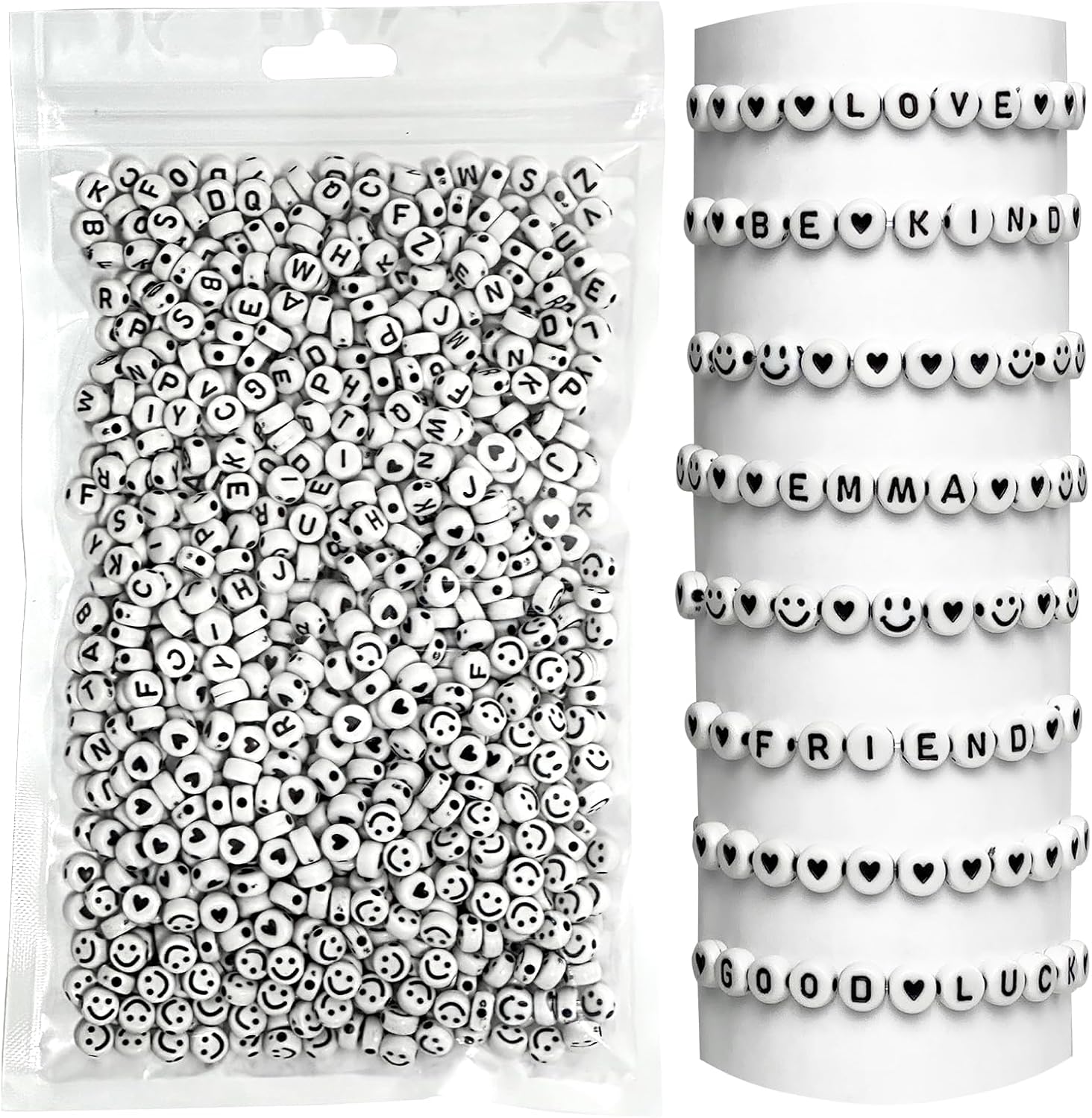 985 Pieces Letter Beads Kit,28 Styles Friendship Bracelet Kit Alphabet Beads Smiley