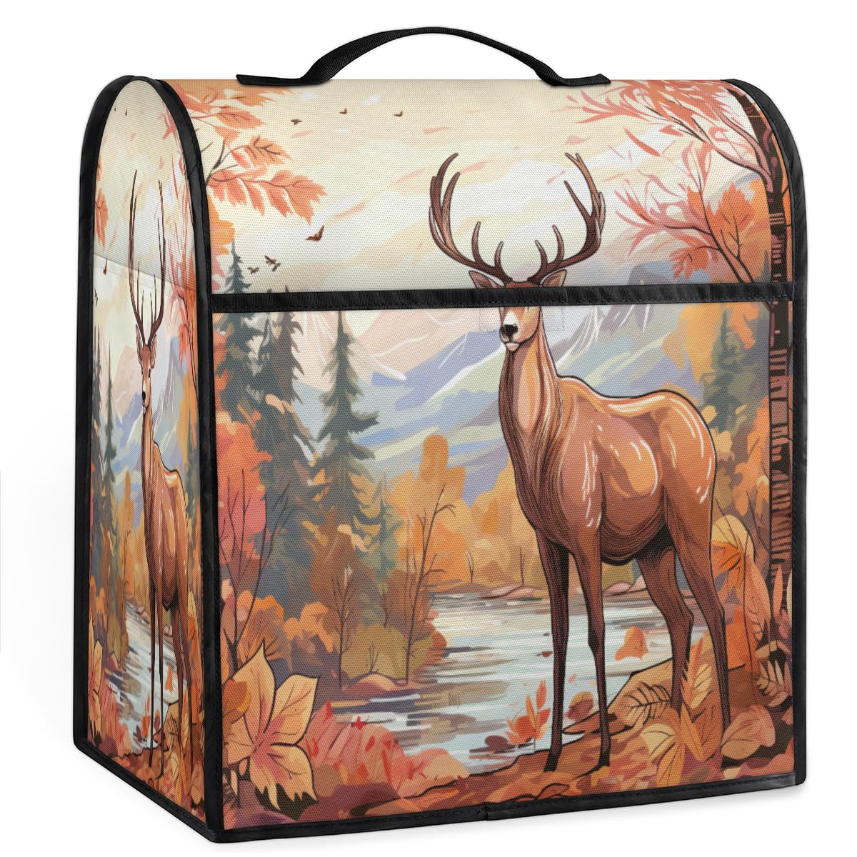 Coffee Maker Cover Autumn Deer Kitchen Appliance Covers Small Appliance Covers Blender Cover Juicer Cover Dust Covers for Kitchen Appliances with Top Handle and Pockets,Washable,B937