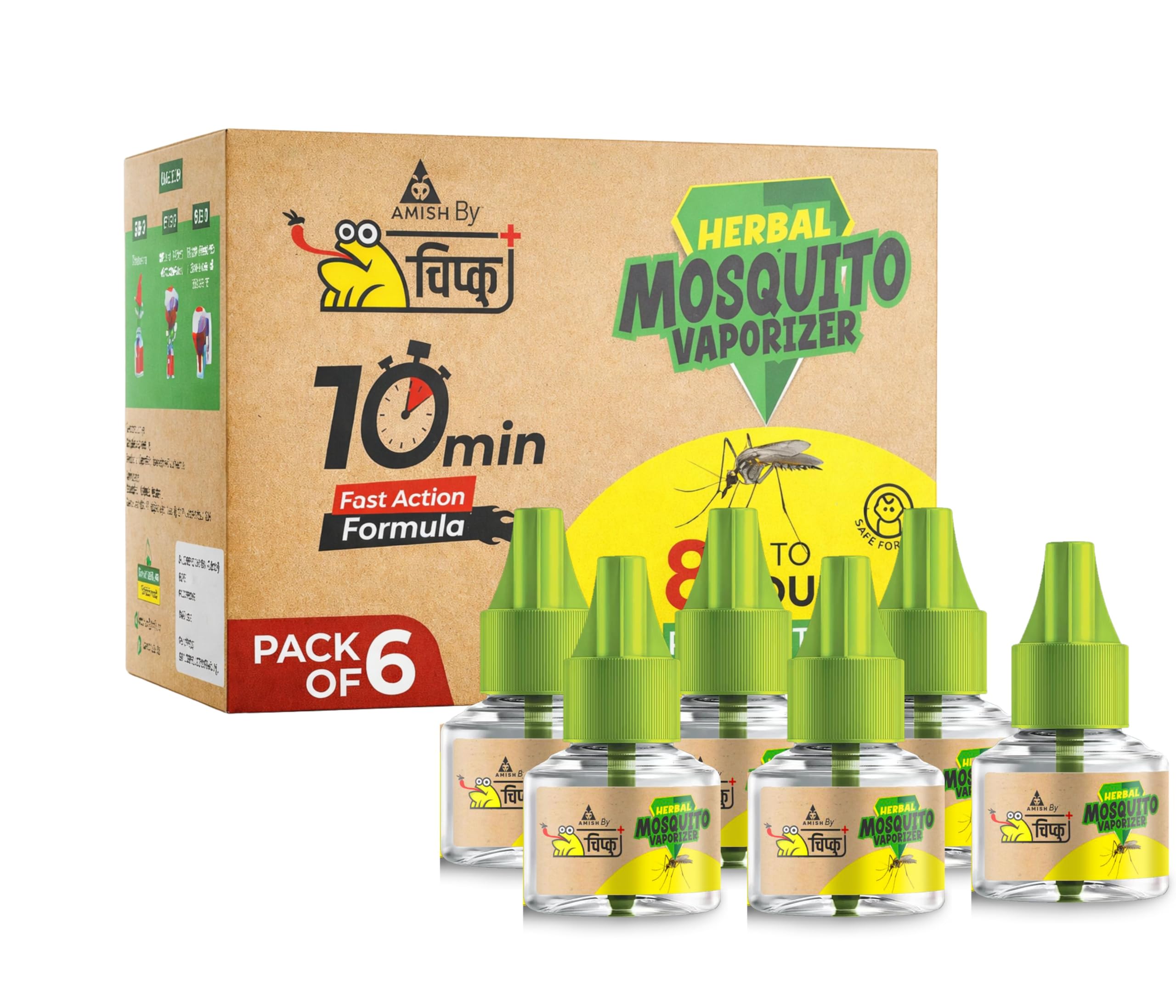 Amish Herbal Mosquito Vaporizer Liquid Refill 45ml Pack of 6| Fast Action Mosquito Repellent (10 Min) |8 Hours Protection | Natural Mosquito Killer Liquid | Anti Mosquito Machine Refill for Home-image-16
