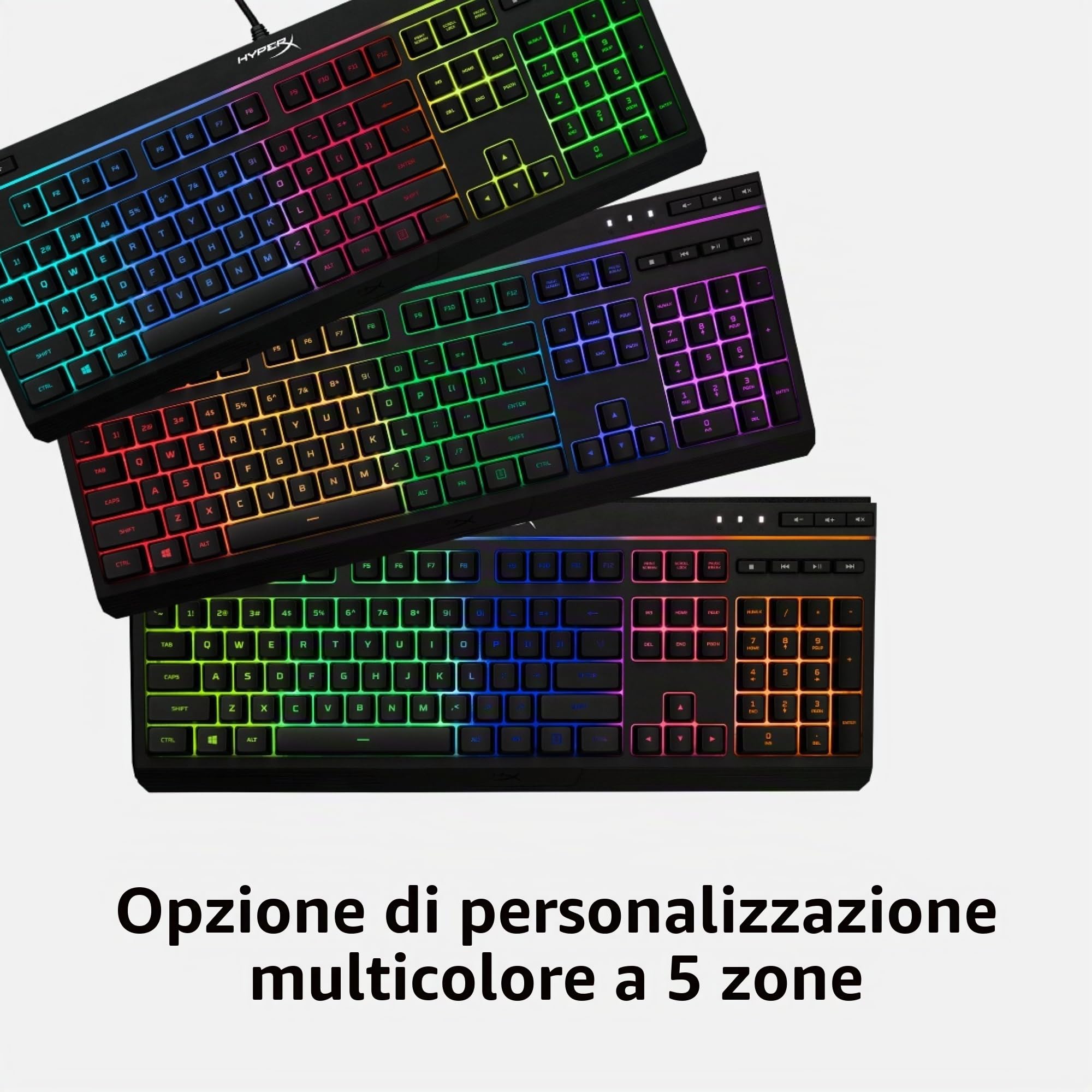 HyperX Alloy Core RGB, Tastiera da Gaming Cablata, 6 Effetti di Luce e 3 Livelli di Luminosità, Telaio di Plastica Rinforzata, Tasti Morbidi e Silenziosi, Resistente all'Acqua, Blocco Tastiera, Nera