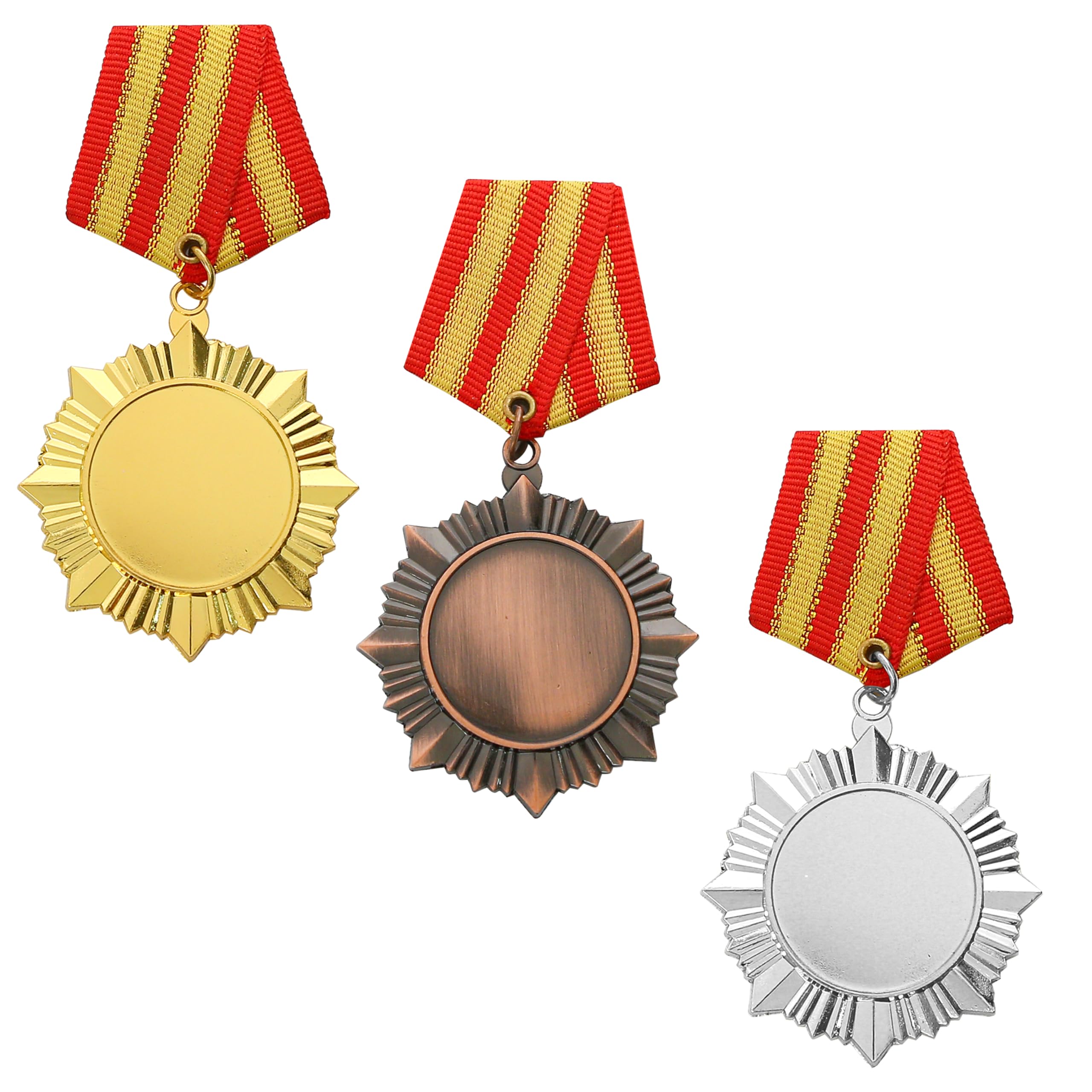 3PCS Medal Pins, Military Heroes Badge, Competition Sports Award Honor Metal Vintage Brooch For Colonel Patriot Royal Prince Army War Uniform Men