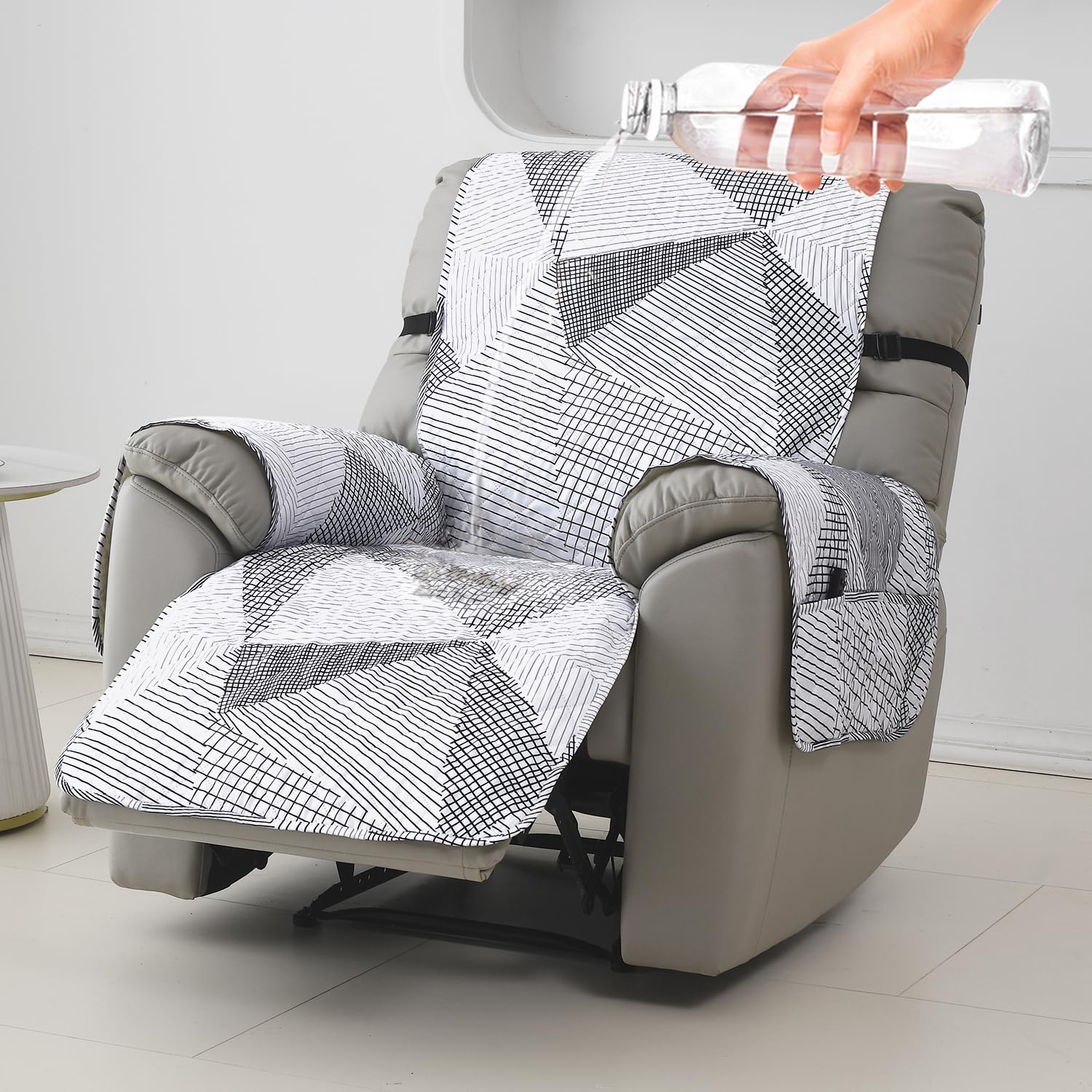 HOKIPO Recliner Mat - Waterproof Beige Abstract -12