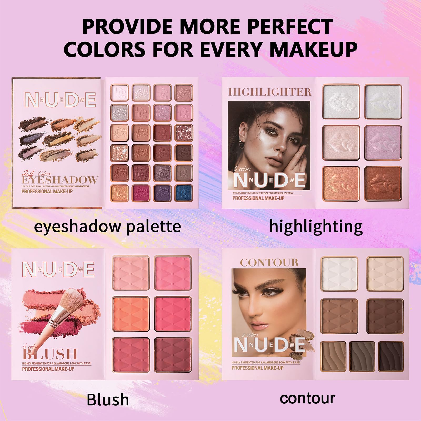 Kit Trucco Tutto in Uno Set Trucco Completo, Palette da 24 Ombretti, 6 Illuminanti, 6 Fard, 7 Contorni, Set Cosmetico Impermeabile a Lunga Durata e Facile da Applicare per un Look Perfetto