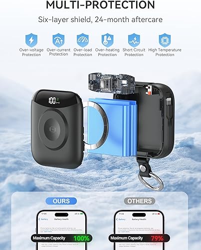 Miniatura 6 de Cargador portátil, 10,000 mAh, 22,5 W, cargador de batería de carga rápida con cables integrados, paquete de baterías esenciales de viaje con