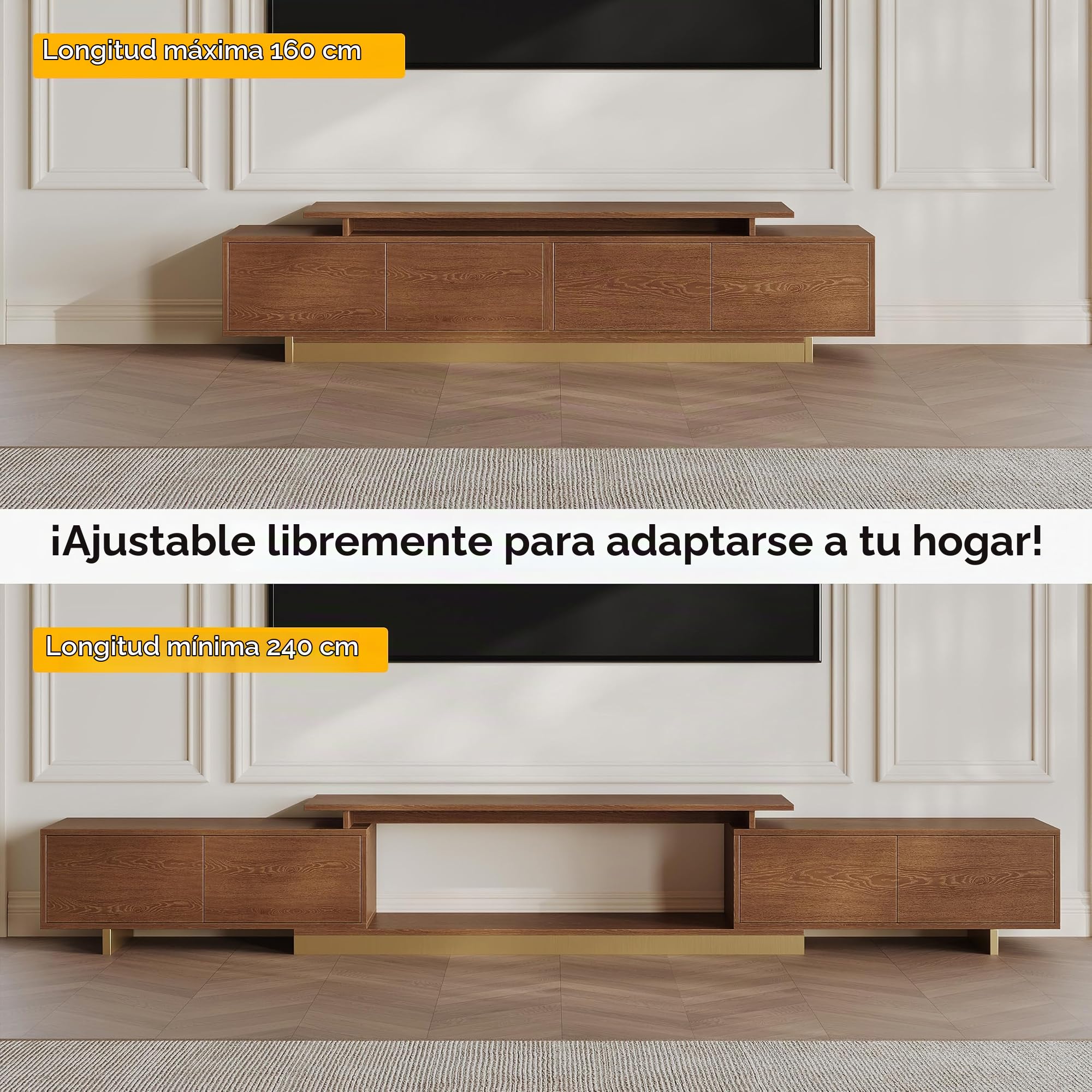 Homary Mueble TV Extensible para TVs de 65-85 Pulgadas (Nogal)