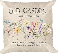 Vista 7 de Almohada personalizada de flores silvestres del jardín de la abuela con nombres de nietos, regalo de apellido familiar, perfecta para mamá, nana