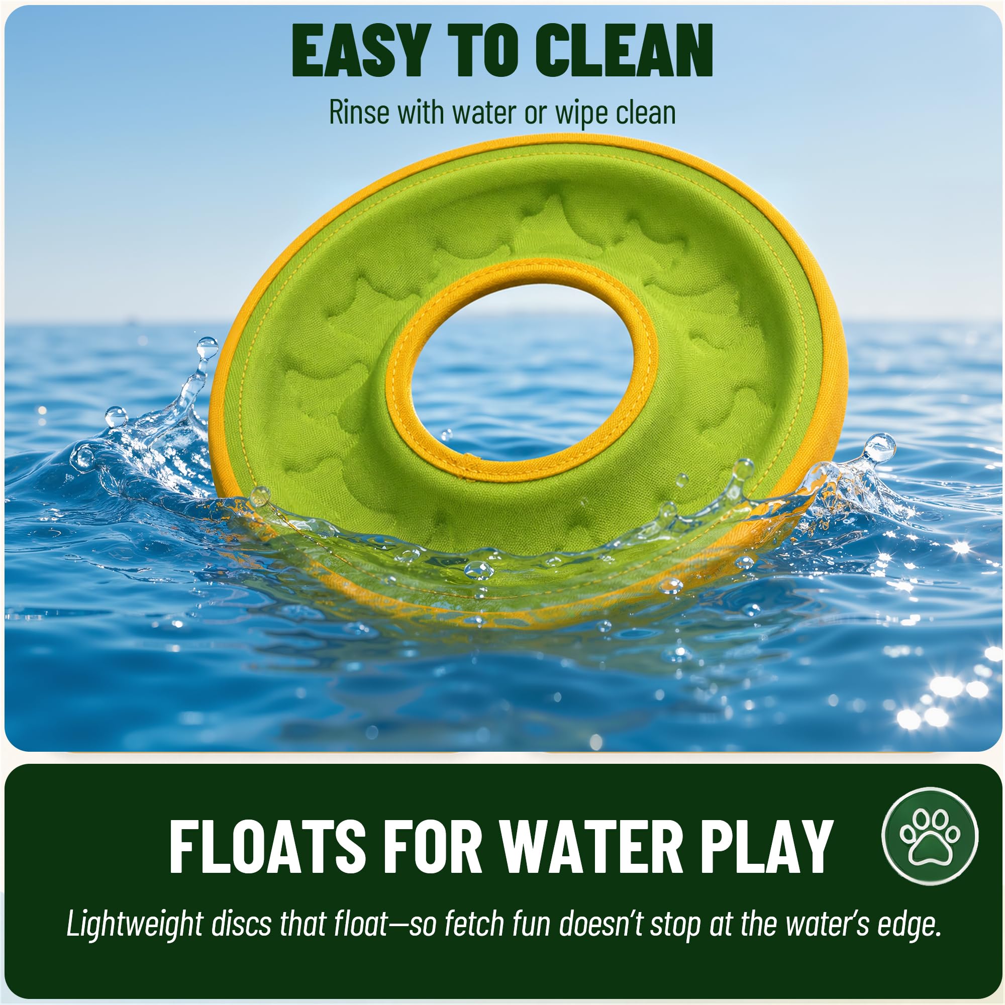Lot de 3 disques volants pour chien, jouets interactifs pour chien, jouets à attraper et à rapporter pour chiens de petite, moyenne et grande taille, flottent dans l'eau et sans danger pour