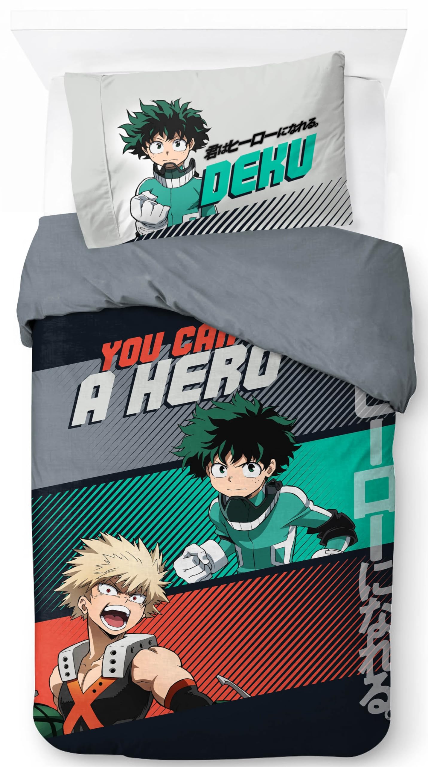 – Jay Franco Kids My Hero Academia Duvet Cover Set – Super Soft Bedding with Pillowcase, COVER ONLY Comforter Not Included, Multi, 2 Piece Single