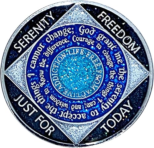 Miniatura 2 de NA 14 años de cristal y medallón de purpurina, moneda chapada en color plateado, arco iris negro, purpurina azul y cuatro cristales transparentes,