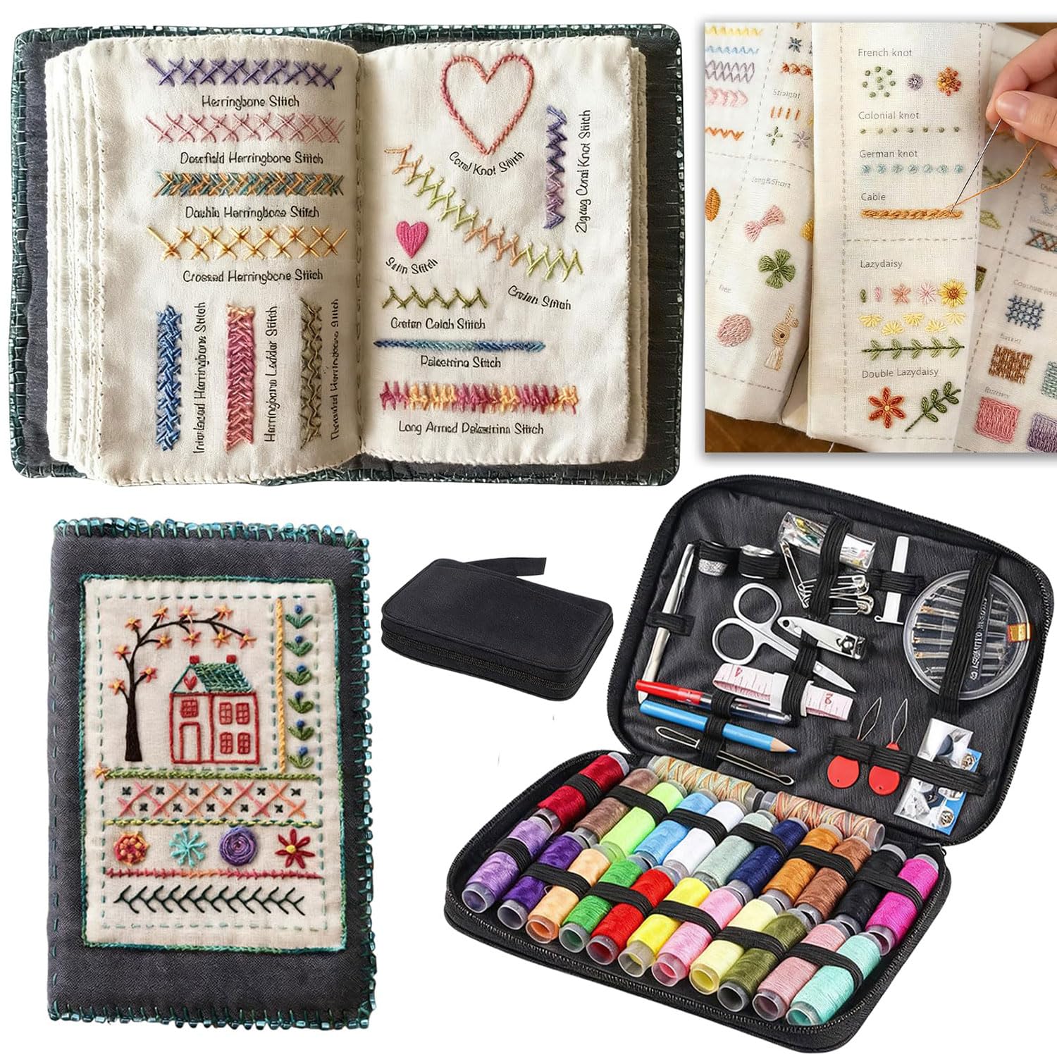 Livre de broderie pour débutants avec kit d'outils complet et tutoriel pas à pas - 8