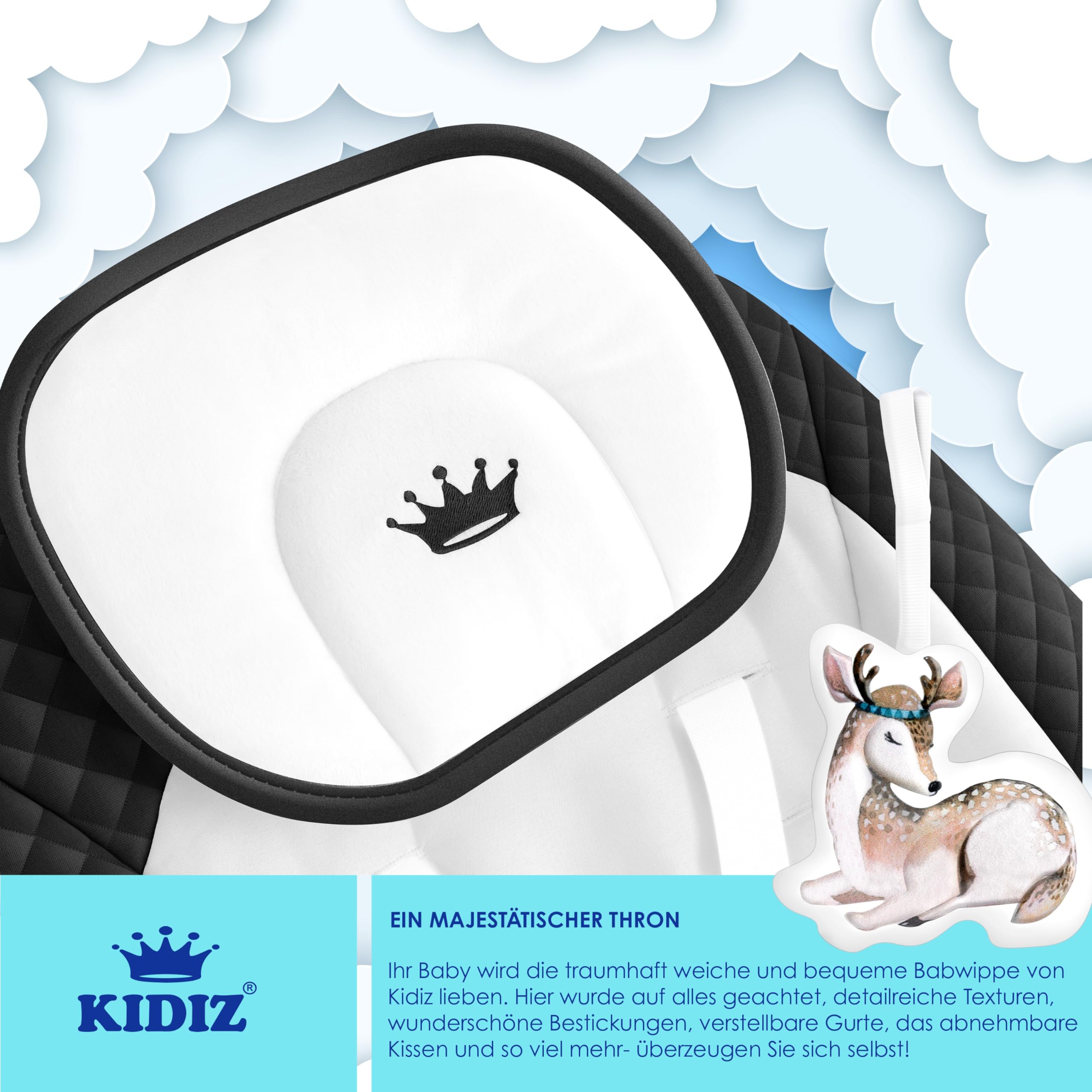 KIDIZ® Balançoire bébé 5 Vitesses Pliable transat Chaise Haute Arche Jeu Jouets Sons Nature