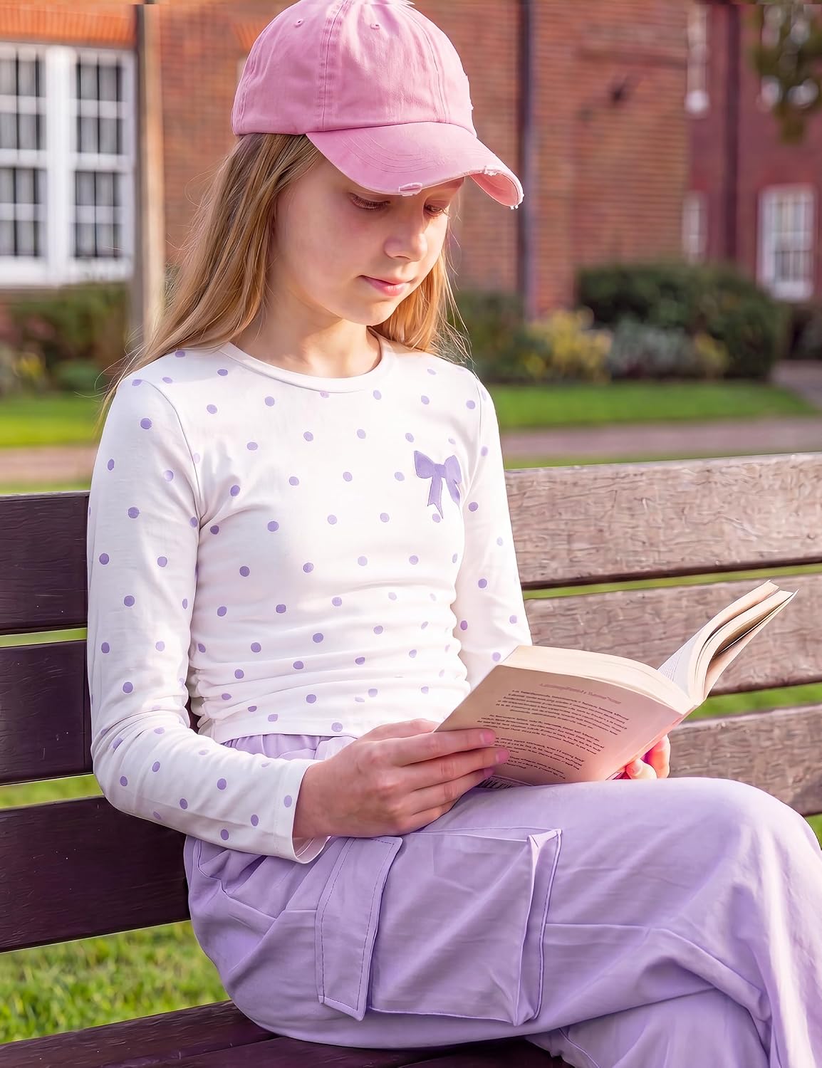 GEMLON Girls Clothes Polka Dots Long Sleeve Top with Cargo Pants for 7-14Y | 2PCS Girls Outfits Long Sleeve Ruched Hem Long Sleeve Shirt with Pants for Casual,Daily Wear, Back to School, Winter, Fall