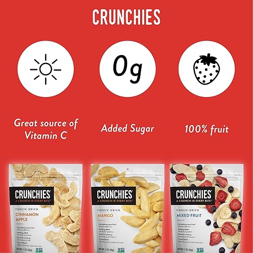 Miniatura 7 de Crunchies Frutas liofilizadas, frutas crujientes 100% naturales, sin OMG y kosher, paquetes de aperitivos de frutas liofilizadas resellables,