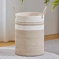 Vista 43 de VIPOSCO Cesta de lavandería grande, cesta de almacenamiento de cuerda tejida alta para mantas, juguetes, ropa sucia en la sala de estar, baño, Blanco