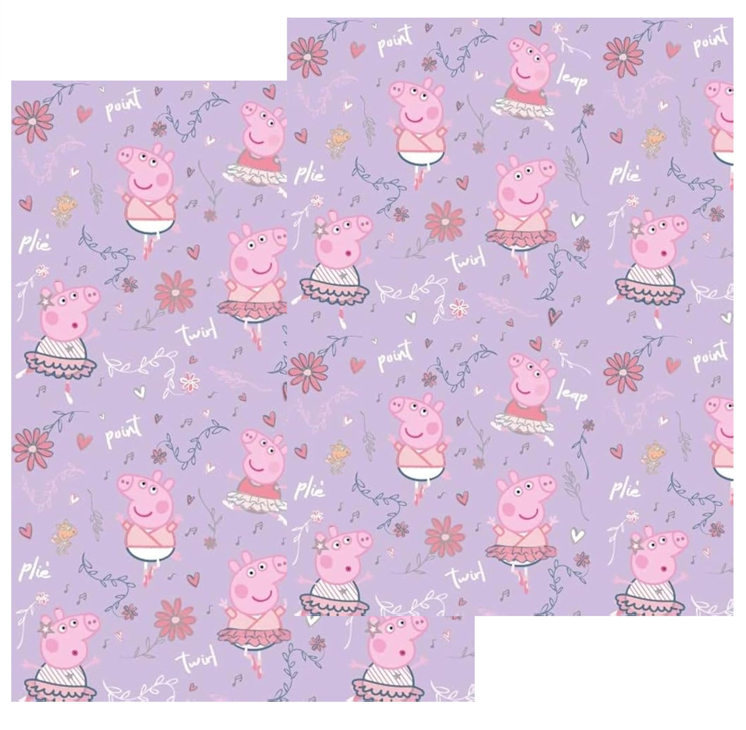 Peppa Pig Wrapping Paper Bundle x2 Roll Wraps of 4M - 8 Metres in total of Peppa Pig Ballerina Gift Wrap