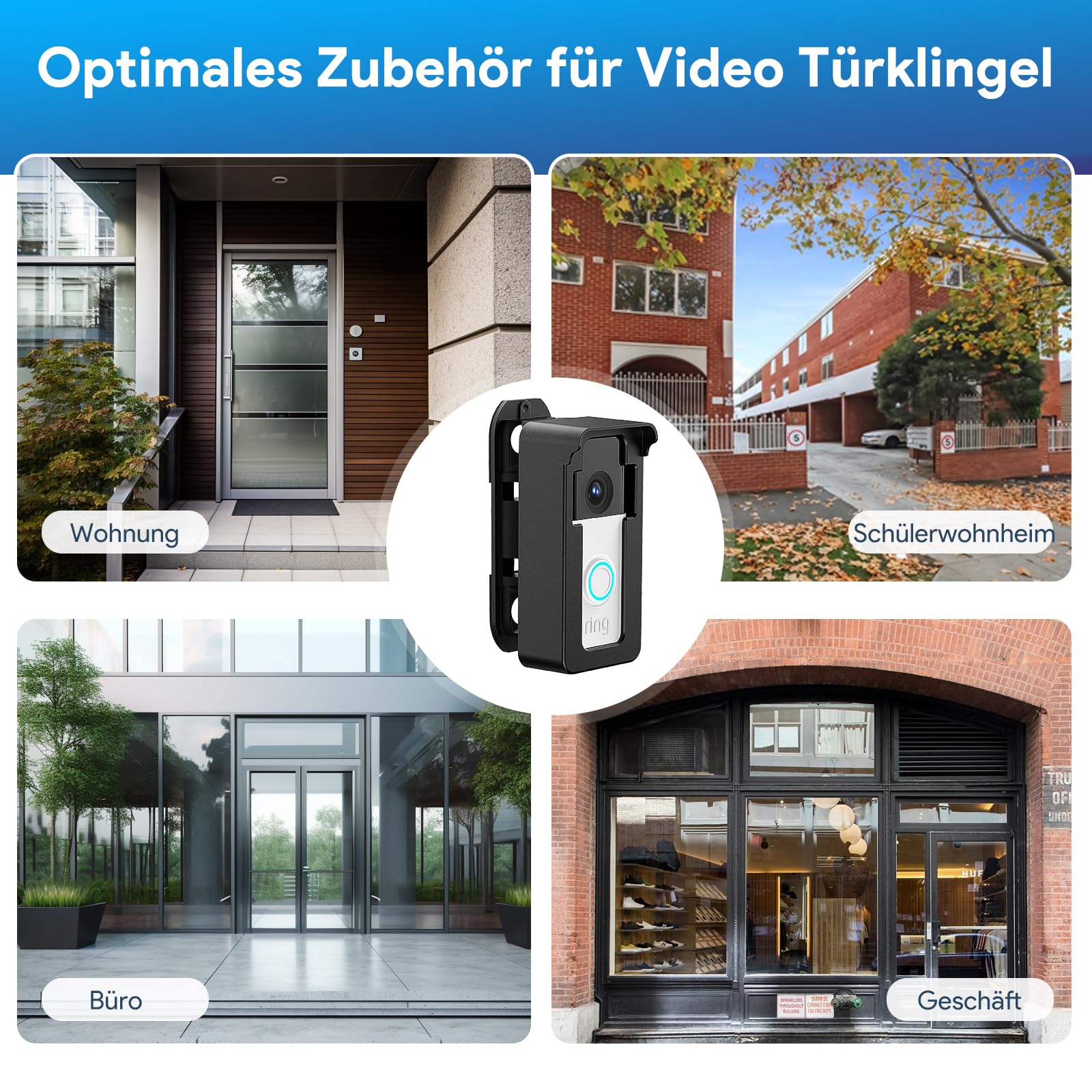 Soporte para Timbre con Vídeo a Prueba de Lluvia, 45-135° Compatible con Video Doorbell Wired/Pro-Pro2/4/3 Plus/3/2/1(Batería), Soporte Angular Antirrobo para Timbre, Accesorios Ajustables para Timbre