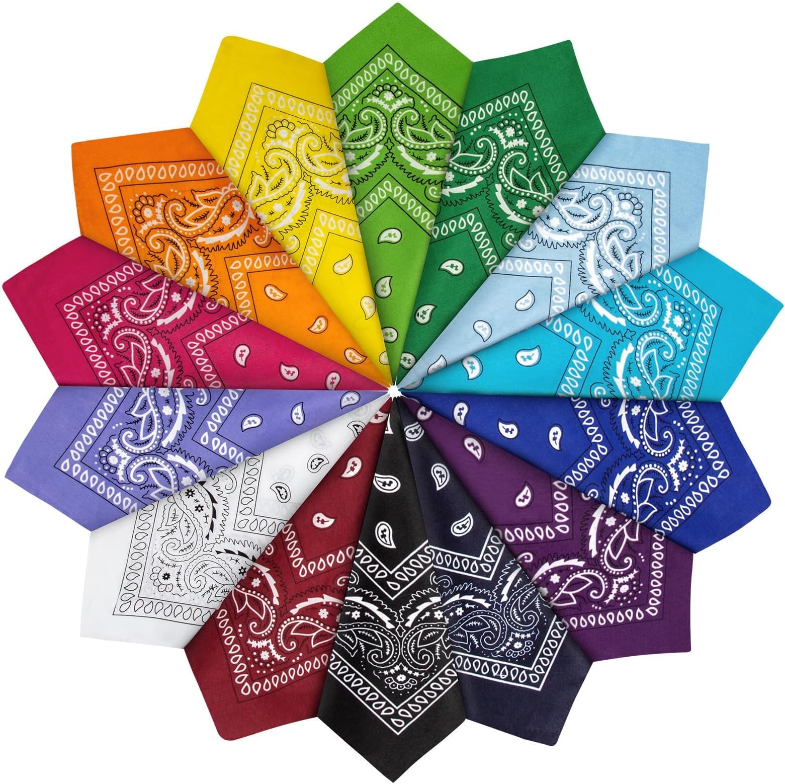 YSense 14 pieces Bandanas Paisley Print Novelty Headband Cowboy Headwraps Scarfs Hair Head Bandana for Women Men Boy Girl