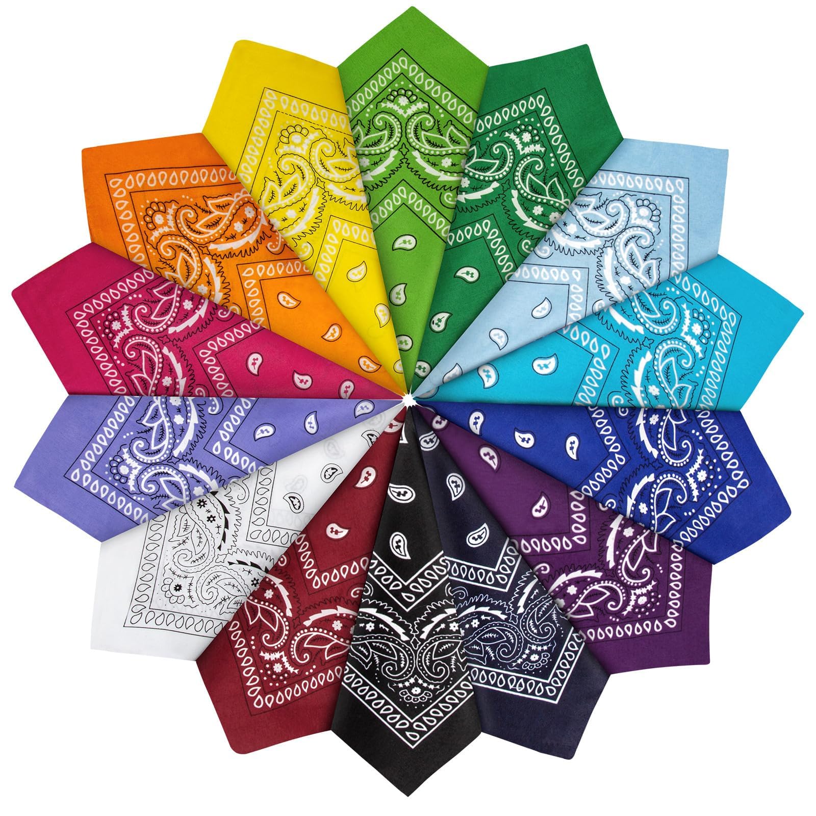 YSense 14 pieces Bandanas Paisley Print Novelty Headband Cowboy Headwraps Scarfs Hair Head Bandana for Women Men Boy Girl