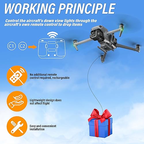 Miniatura 3 de (3 en 1) FLYDrone Mavic 3 Pro Tren de aterrizaje con sistema Airdrop, dispositivo de liberación de carga útilentregatransporte para DJI Mavic 3