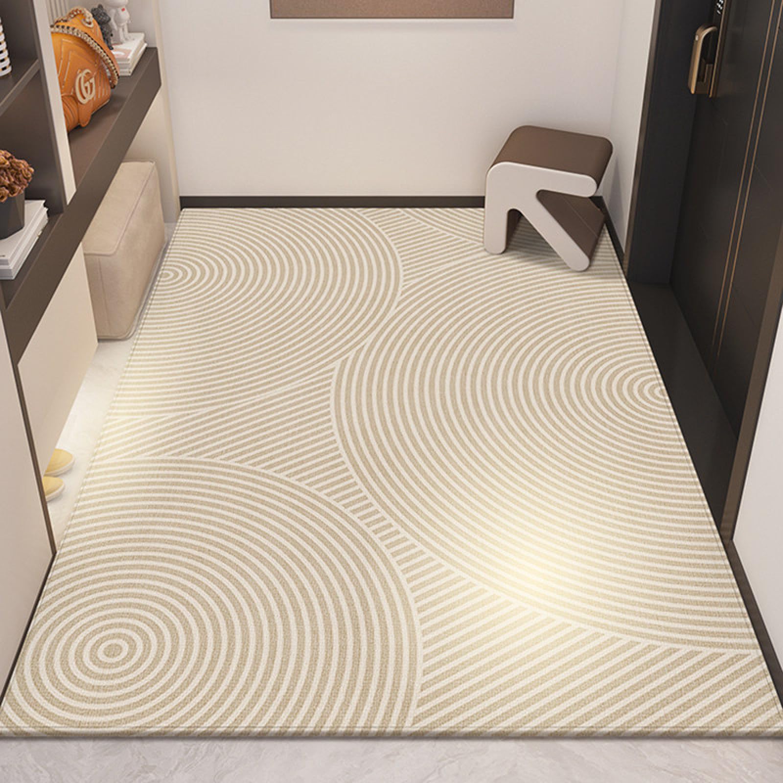 Felpudo Entrada Casa 90x150 Curva Circular Beige Felpudo Exterior Antideslizante Lavable Felpudos para Pasillo Cocina Puerta Jardín Decoración Alfombrilla para Entrada