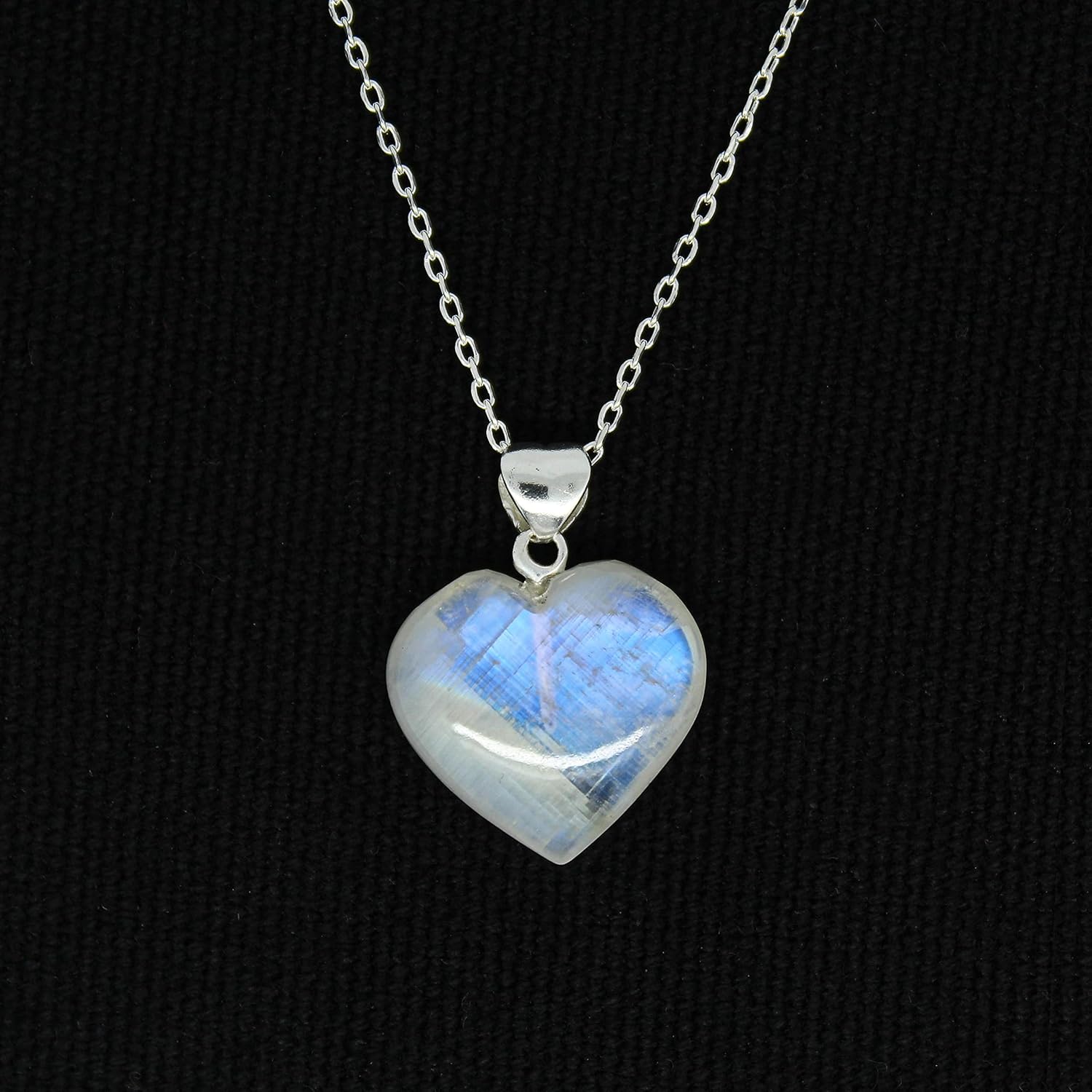 Heart Pendant Necklace for Women, Gemstone Necklace, Heart Shape Pendant, Healing Crystal, 925 Sterling Silver 16+2" Adjustable Chain, Valentine's Day Gift for Her