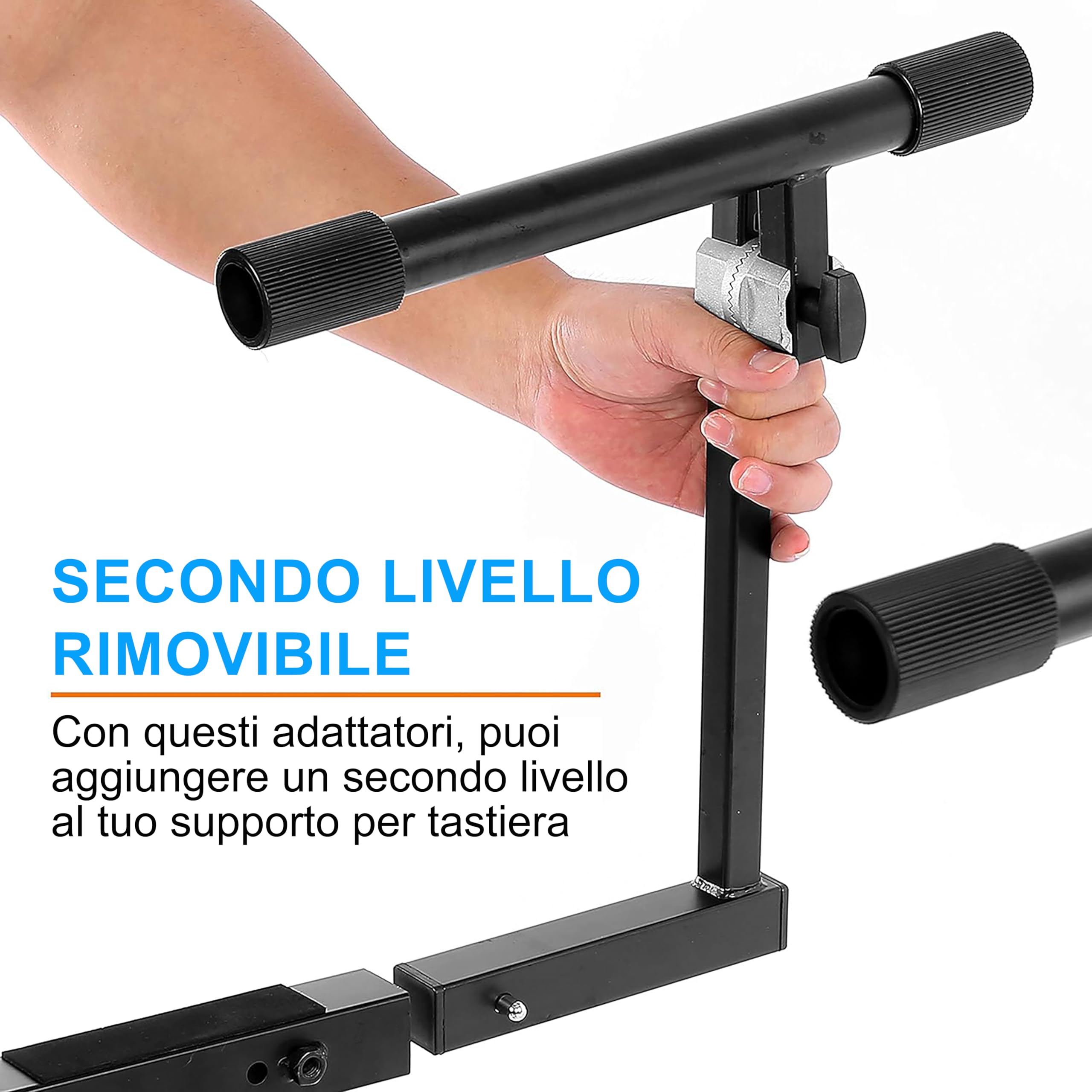 PYLE Supporto per Tastiera Musicale Multi-Funzionale Pesante, Regolazione Altezza e Larghezza, Portatile, 2° Livello