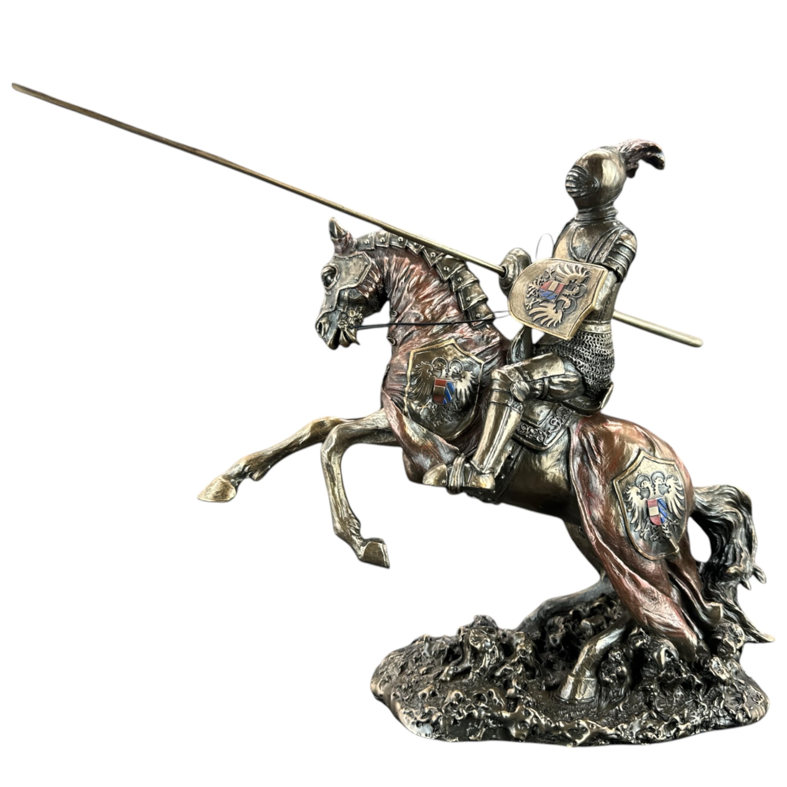 57 SPECIAL REPLICAS Rzeźba dekoracyjna rzeźba, figurka rycerza na koniu z lancą jako prezent do salonu, dekoracja figurki, dekoracja