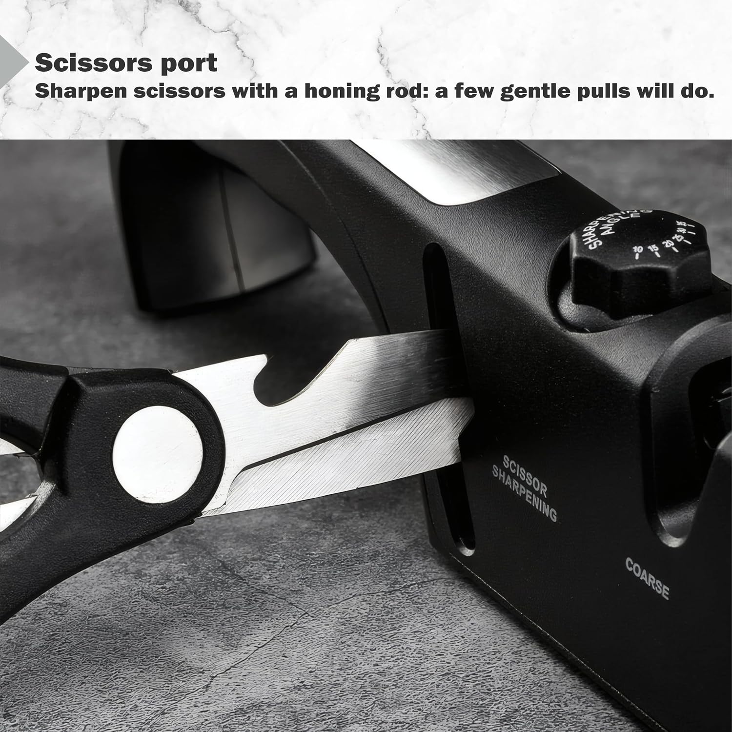 6-Angle Adjustable Professional 4-Stage Knife Sharpener with 10°, 15°, 20°, 25°, 30° & 35°, with Scissors Grinding Slot - Multi-Purpose Precision Tool for Kitchen, 15 Degree Knife Sharpener(Black)