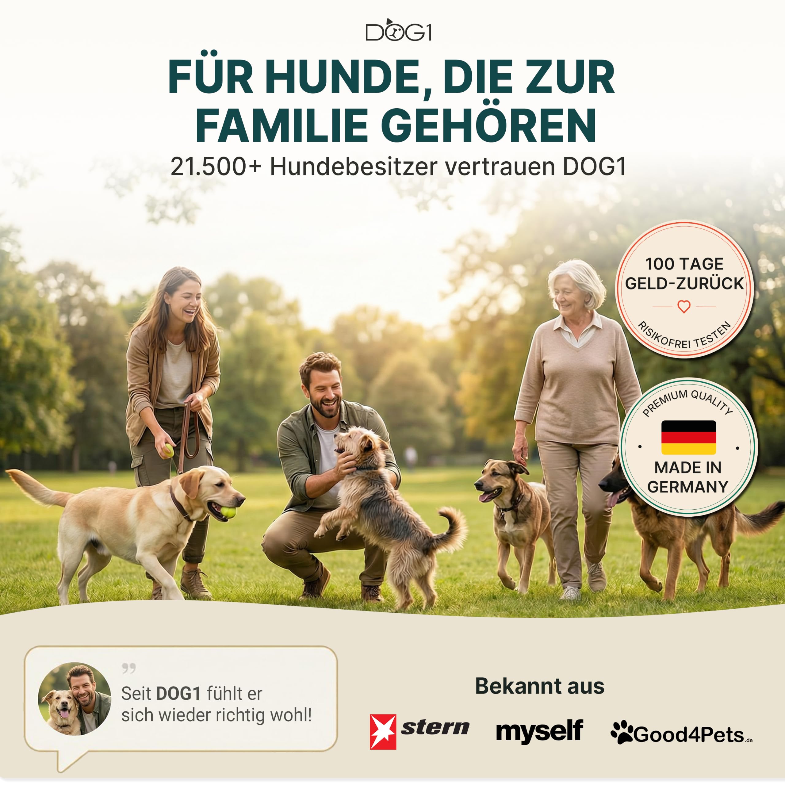 DOG1 Probiotika Pulver für Hunde – Made IN Germany - Unterstützt Darmflora & Verdauung - Probiotika Hund bei Durchfall - Präbiotika & Darmkur Pulver – Von Tierärzten entwickelt - 100g