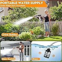 Vista 2 de Portable Pressure Washer Battery Powered, Cordless Pressure Washer with 2 Batteries, 1500W 21V Portable Power Washer with 6-in-1 Nozzle & 10M Hose