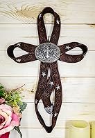 Vista 9 de Ebros Gift Grande rústico vaquero occidental o vaquera imitación cuero herramientas cinta floral encaje Le Fleur cruz cinturón hebilla concho