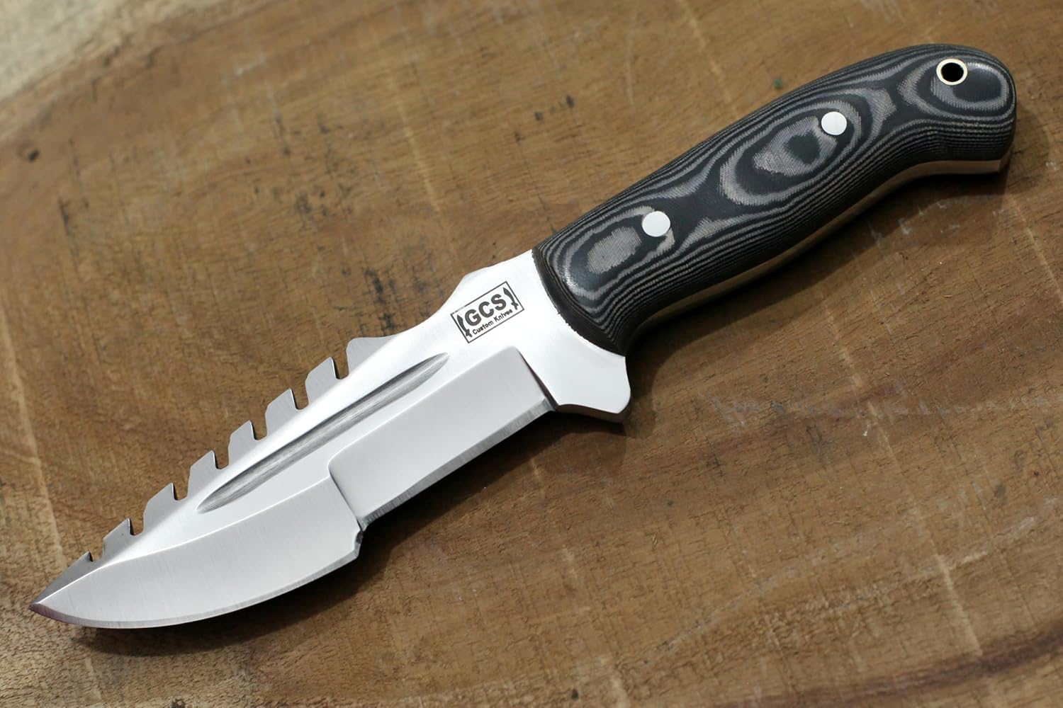 GCS Handmade Tactical Knife Micarta Handle D2 Tool Hunting Knife Survival Knife with Buffalo-Hide leather sheath Full tang blade designed for Hunting & EDC GCS 911