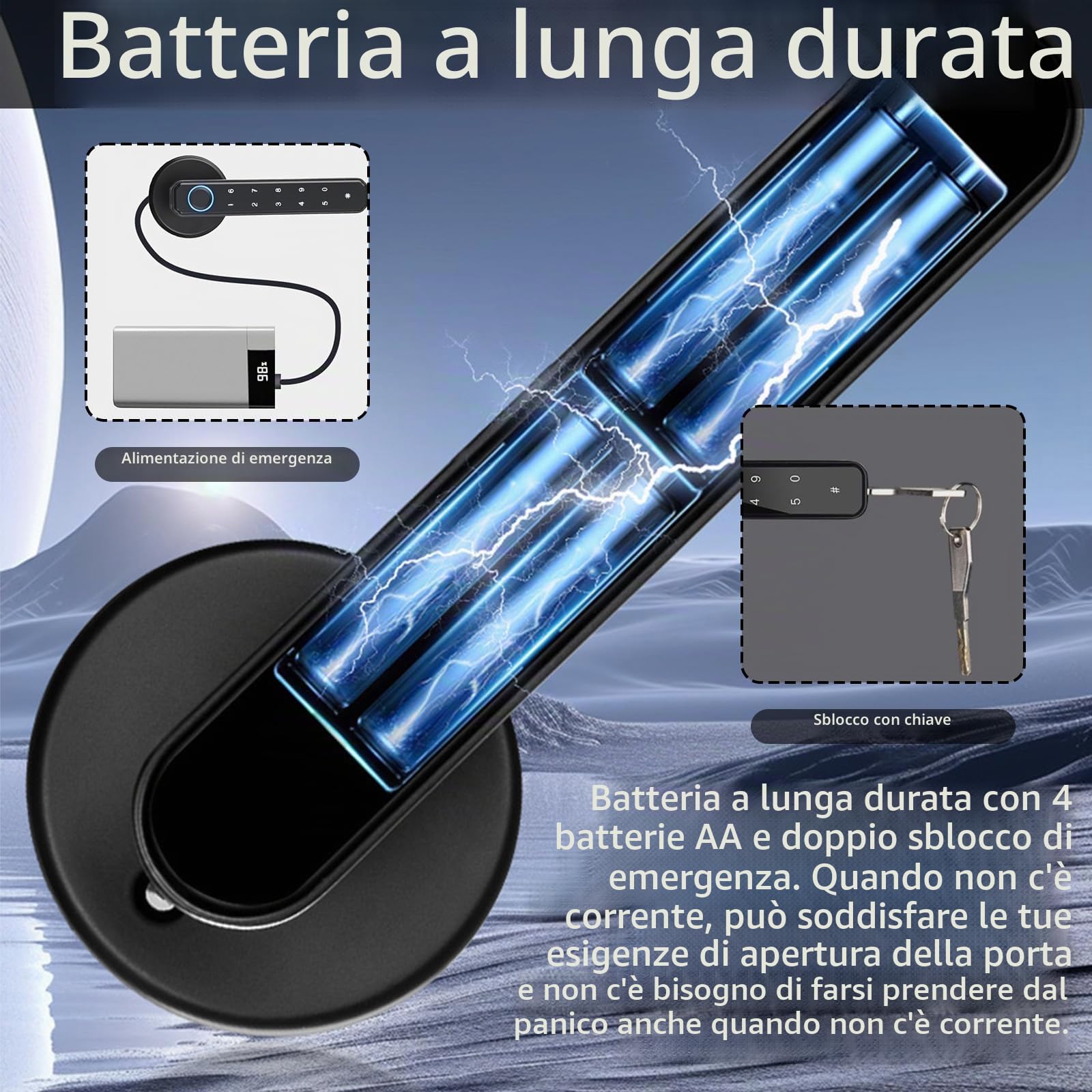Serratura Intelligente per Porta, Maniglia Della Porta Con Impronta Digitale Serratura Elettrica con Tastiera Touch maniglia Intelligente Automatica con Controllo APP Sblocco Remoto