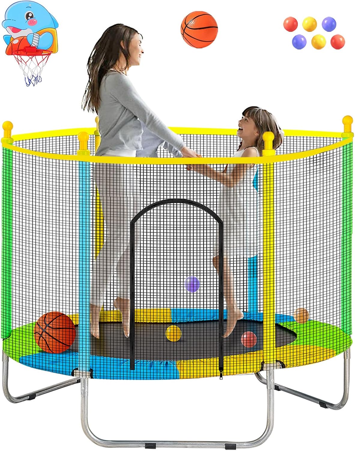 Photo 1 of  Juoe Trampoline for Kids with Basketball Hoop and Ball?50" Toddler Mini Trampoline ?Toddler Trampoline for Kids Up to 440 Ibs,Gifts for Ages 3 Years and UP Indoor or Outdoor Play 